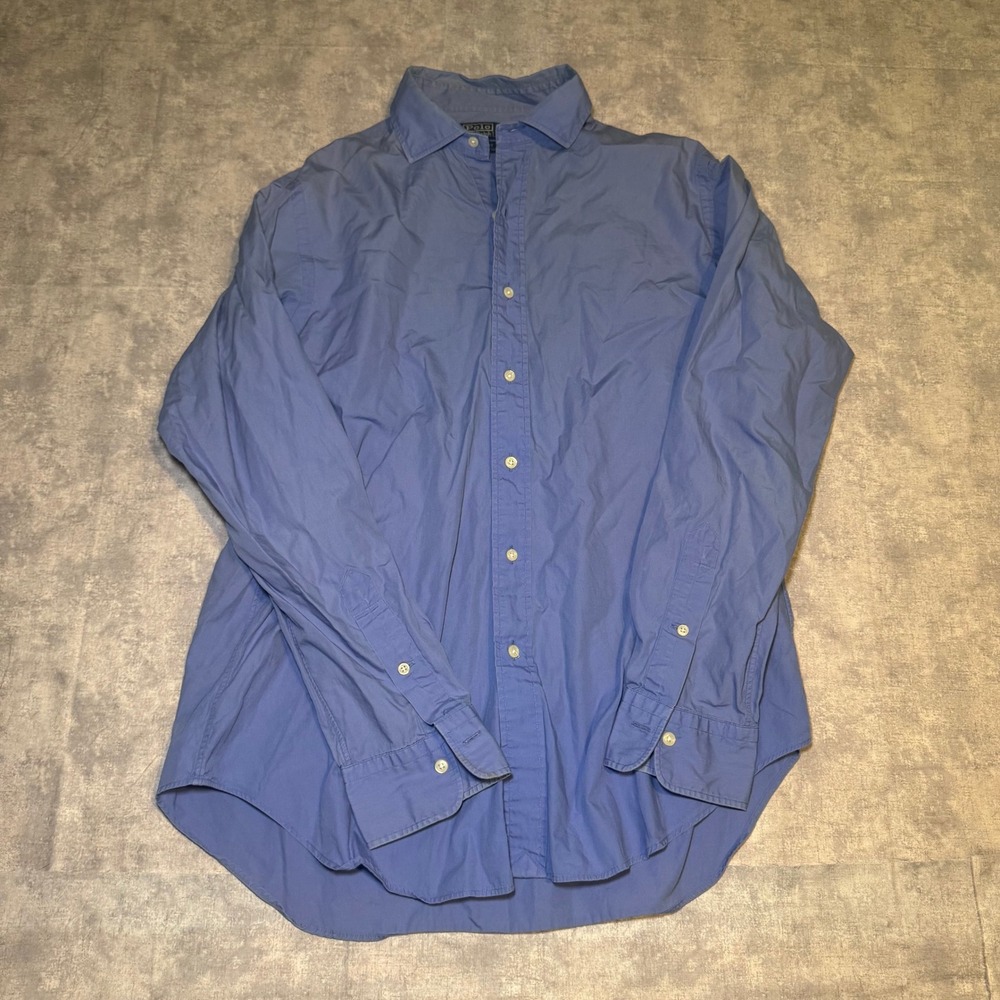 Polo Ralph Lauren Estate Blue Button Down Shirt Mens 16-34 Long Sleeve Cotton